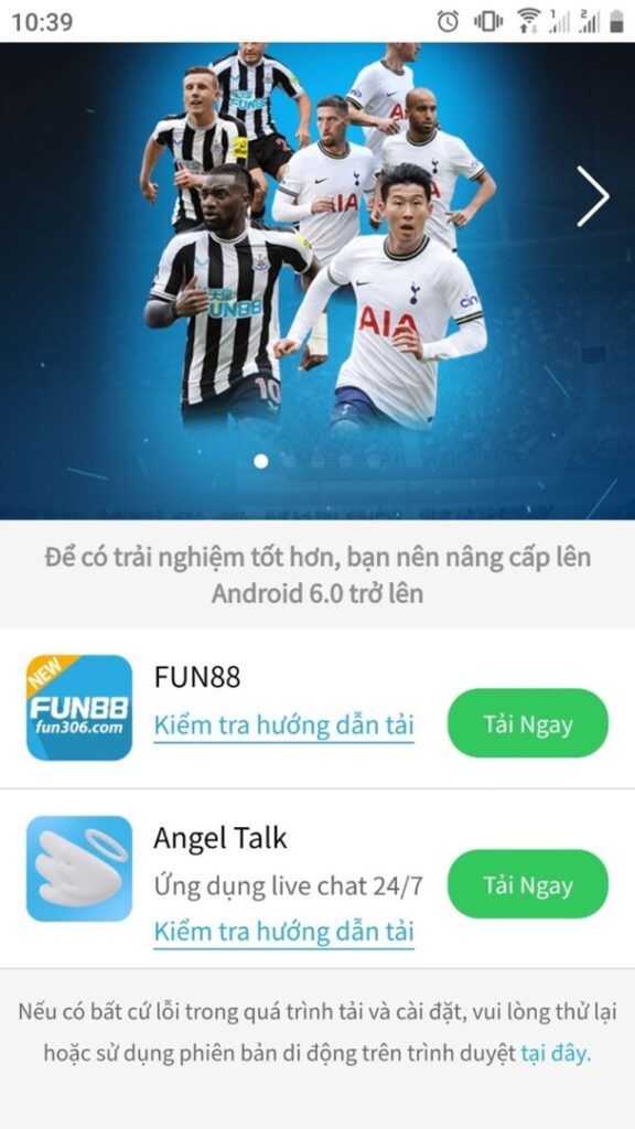 Tải app Fun88 phù hợp với Android